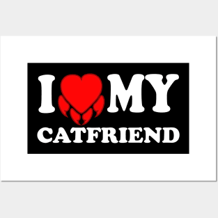 I Love My Cat Friend Costum,Funny Design With cat Nail heart Posters and Art